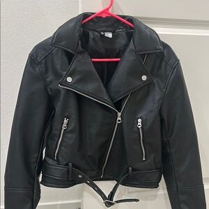 LAST CHANCE: Black faux Leather Biker Jacket